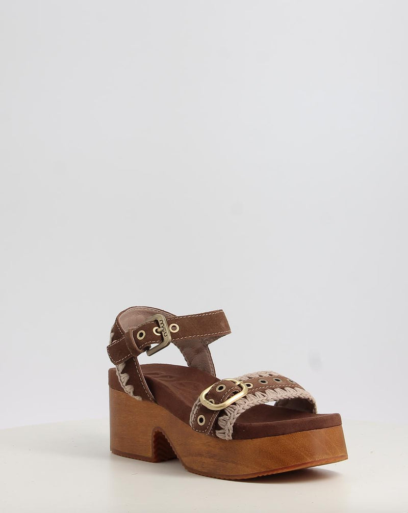 Sandali MOU HIGH HEEL WOOD CLOG BUCKLE marrone