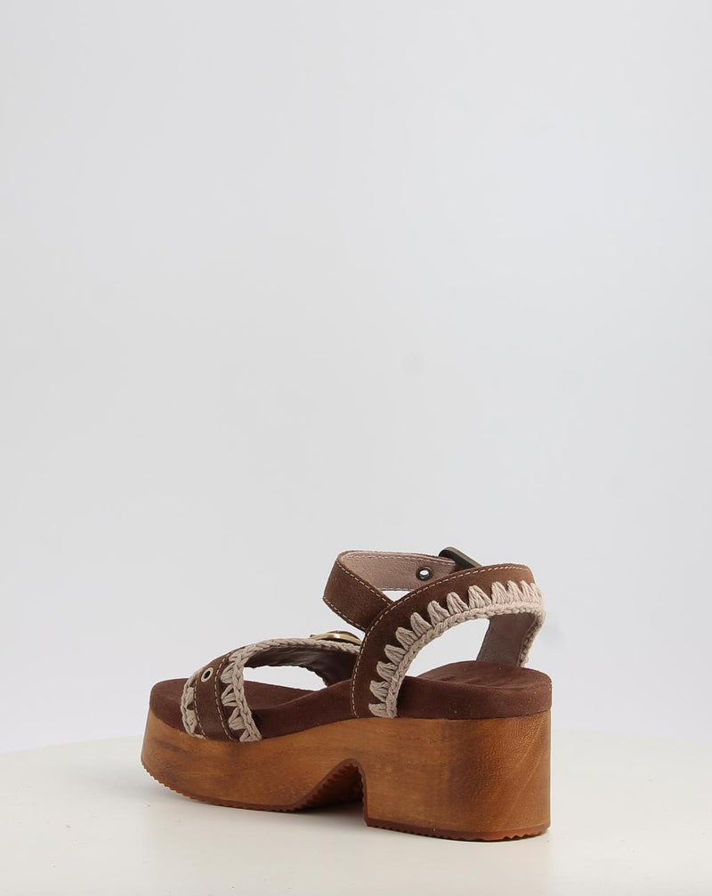Sandali MOU HIGH HEEL WOOD CLOG BUCKLE marrone